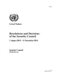 Book Cover for Resolutions and Decisions of the Security Council 2015-2016 by United Nations