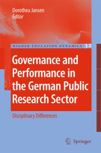 Book Cover for Governance and Performance in the German Public Research Sector by Dorothea Jansen