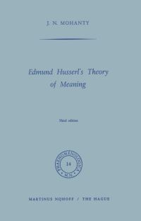 Book Cover for Edmund Husserl's Theory of Meaning by JN Mohanty