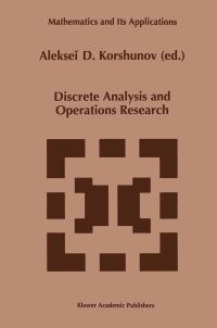 Book Cover for Discrete Analysis and Operations Research by Alekseii D Korshunov