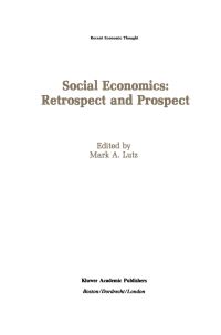 Book Cover for Social Economics by Mark A Lutz