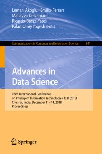 Book Cover for Advances in Data Science by Leman Akoglu, Emilio Ferrara, Mallayya Deivamani, Ricardo BaezaYates, Palanisamy Yogesh