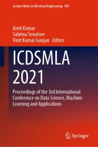 Book Cover for ICDSMLA 2021 by Amit Kumar, Sabrina Senatore, Vinit Kumar Gunjan