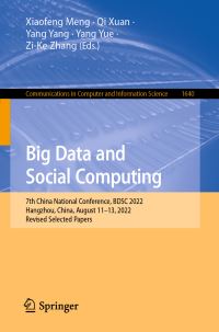 Book Cover for Big Data and Social Computing by China National Conference on Big Data and Social Computing