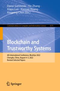 Book Cover for Blockchain and Trustworthy Systems by BlockSys Conference