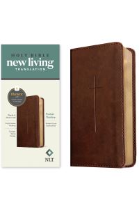 Book Cover for NLT Pocket Thinline Bible, Filament Enabled (LeatherLike, Brown Cross, Red Letter) by New Living Translation, Tyndale