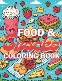 Book Cover for Food & Snacks Coloring Book by Emma Dreamweaver