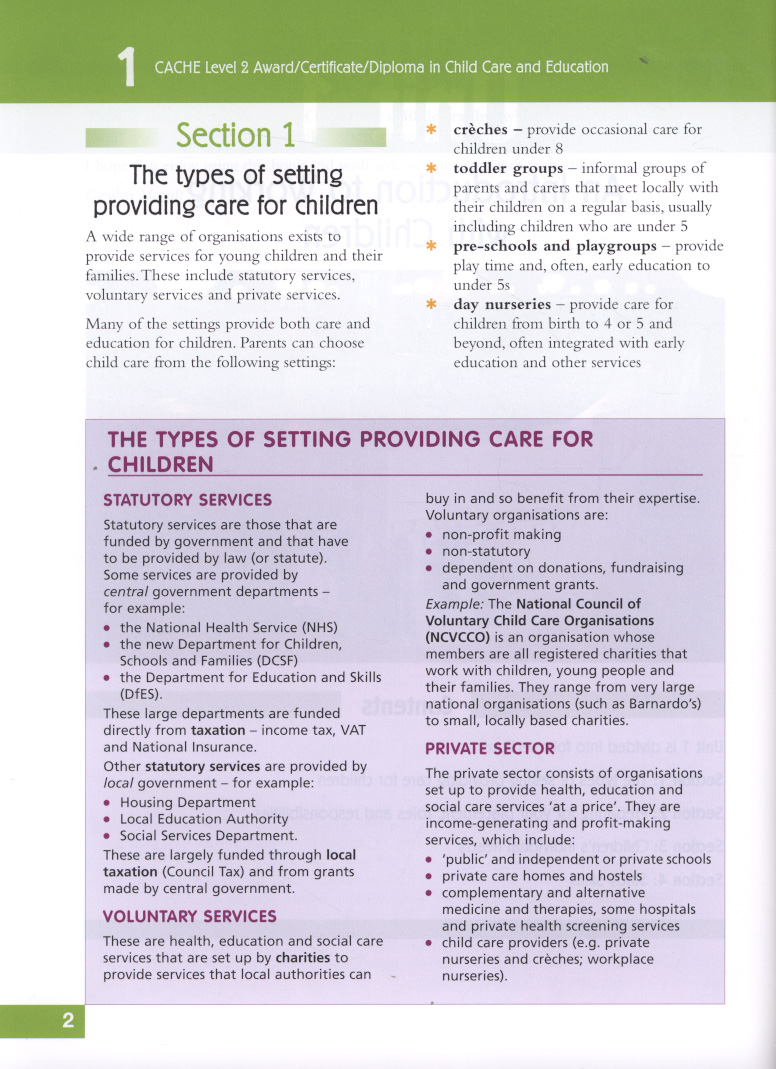 CACHE level 2 award/certificate/diploma in child care and education