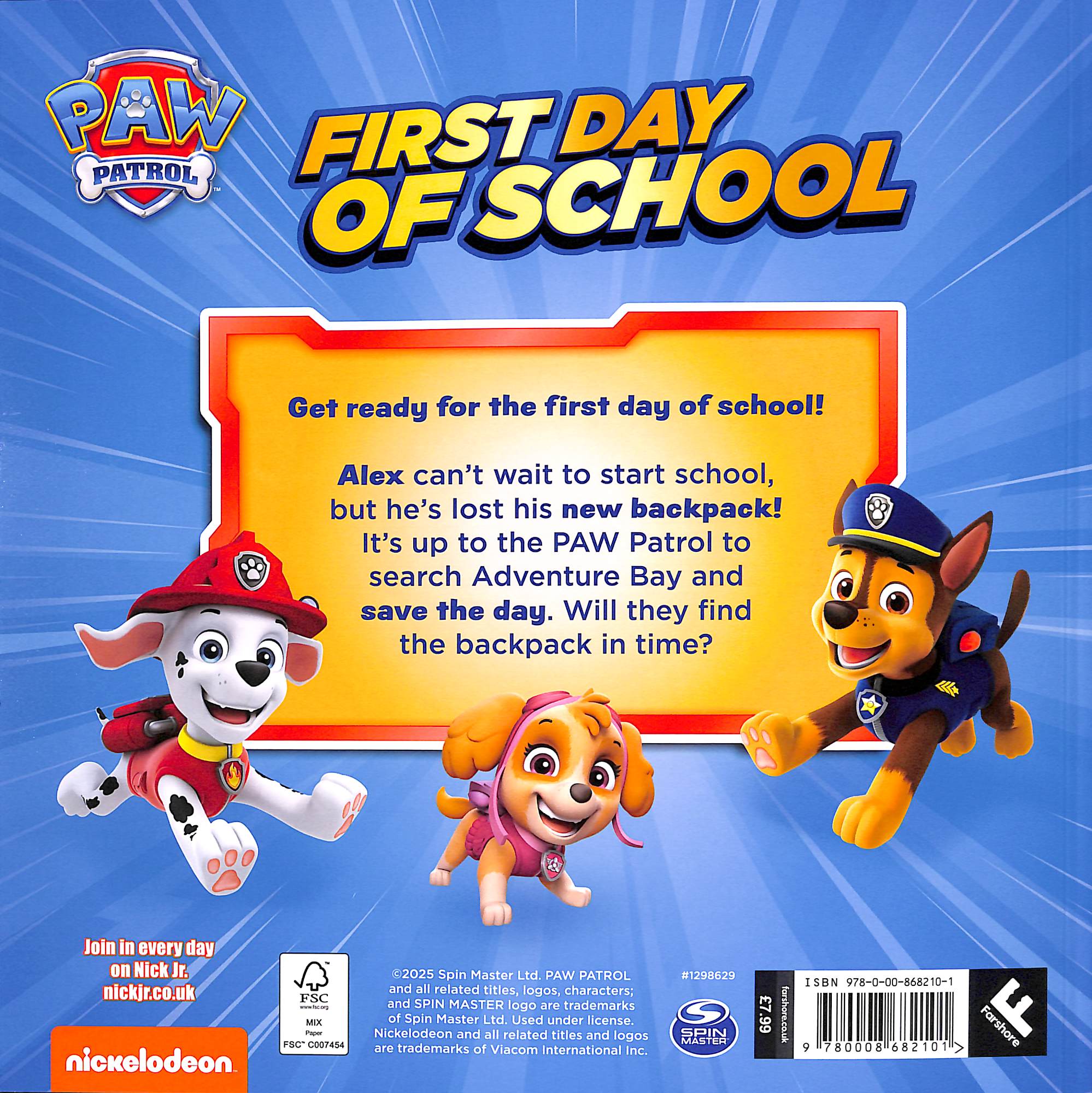 PAW Patrol First Day of School Picture Book by Paw Patrol ...