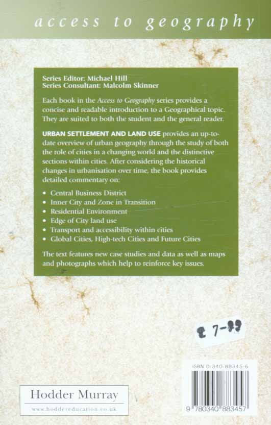 Urban Settlement And Land Use By Hill Michael 9780340883457 BrownsBfS