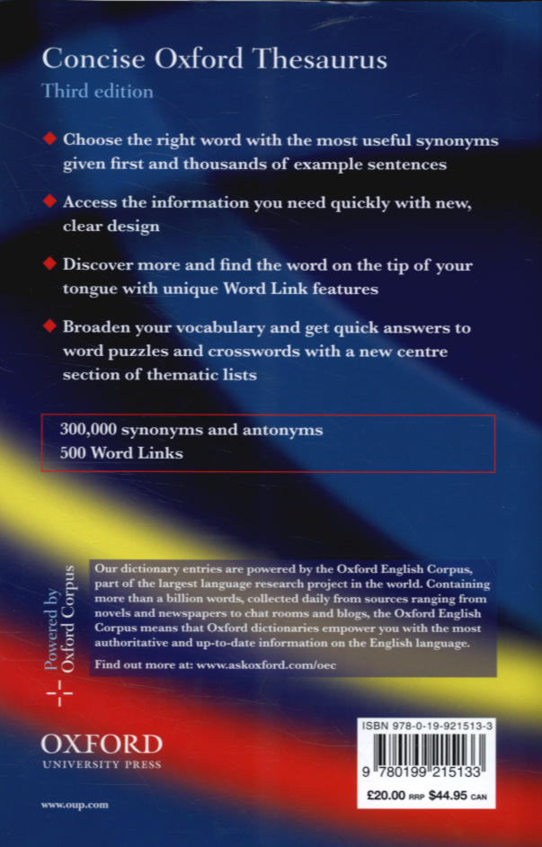 Concise Oxford thesaurus by Oxford Languages (9780199215133) BrownsBfS