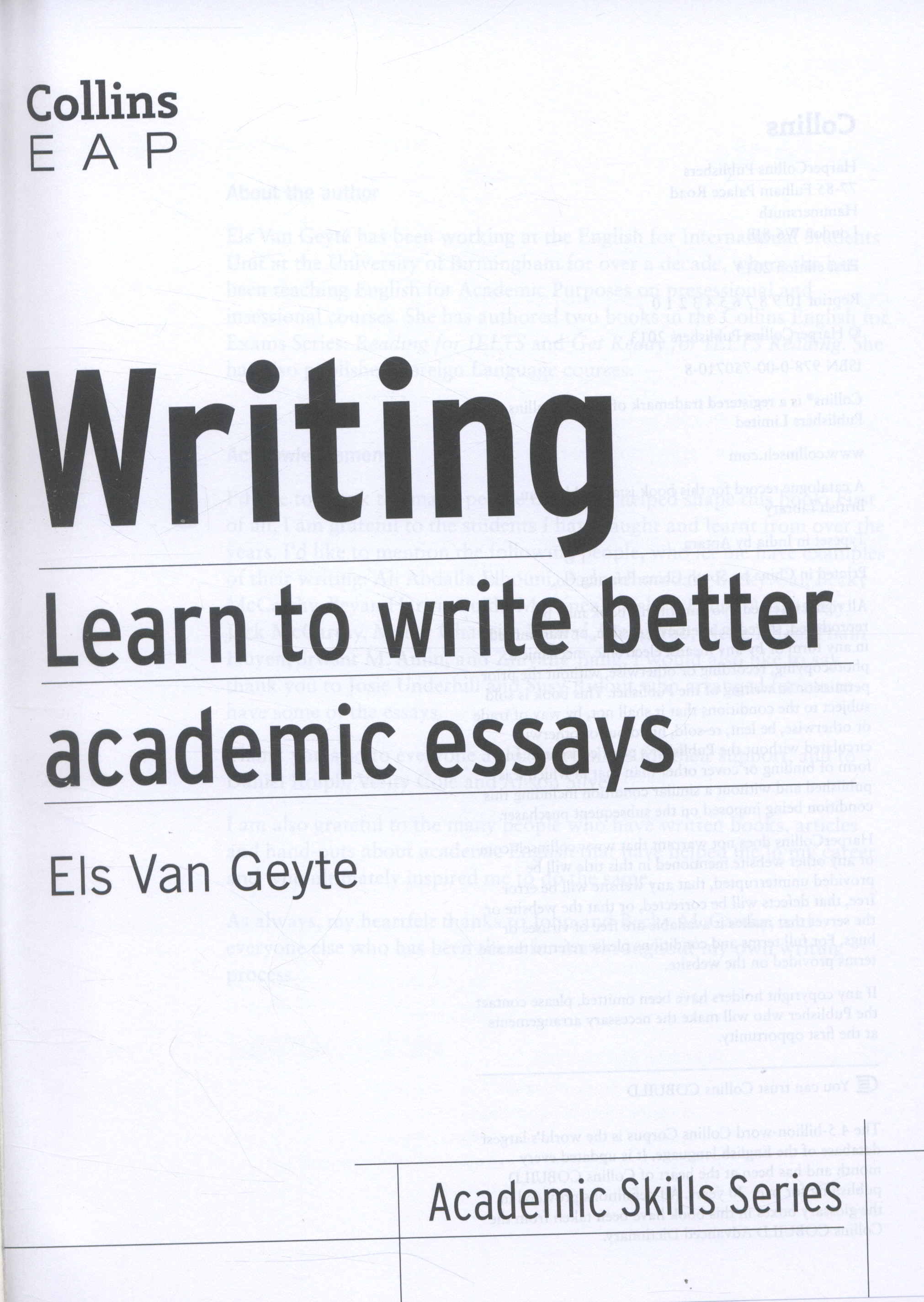 Writing : learn to write better academic essays by Geyte, Els Van