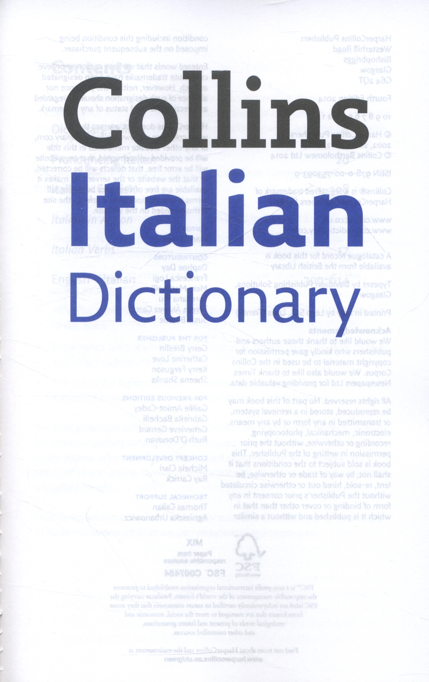 Collins Italian dictionary by Collins Dictionaries (9780007530939
