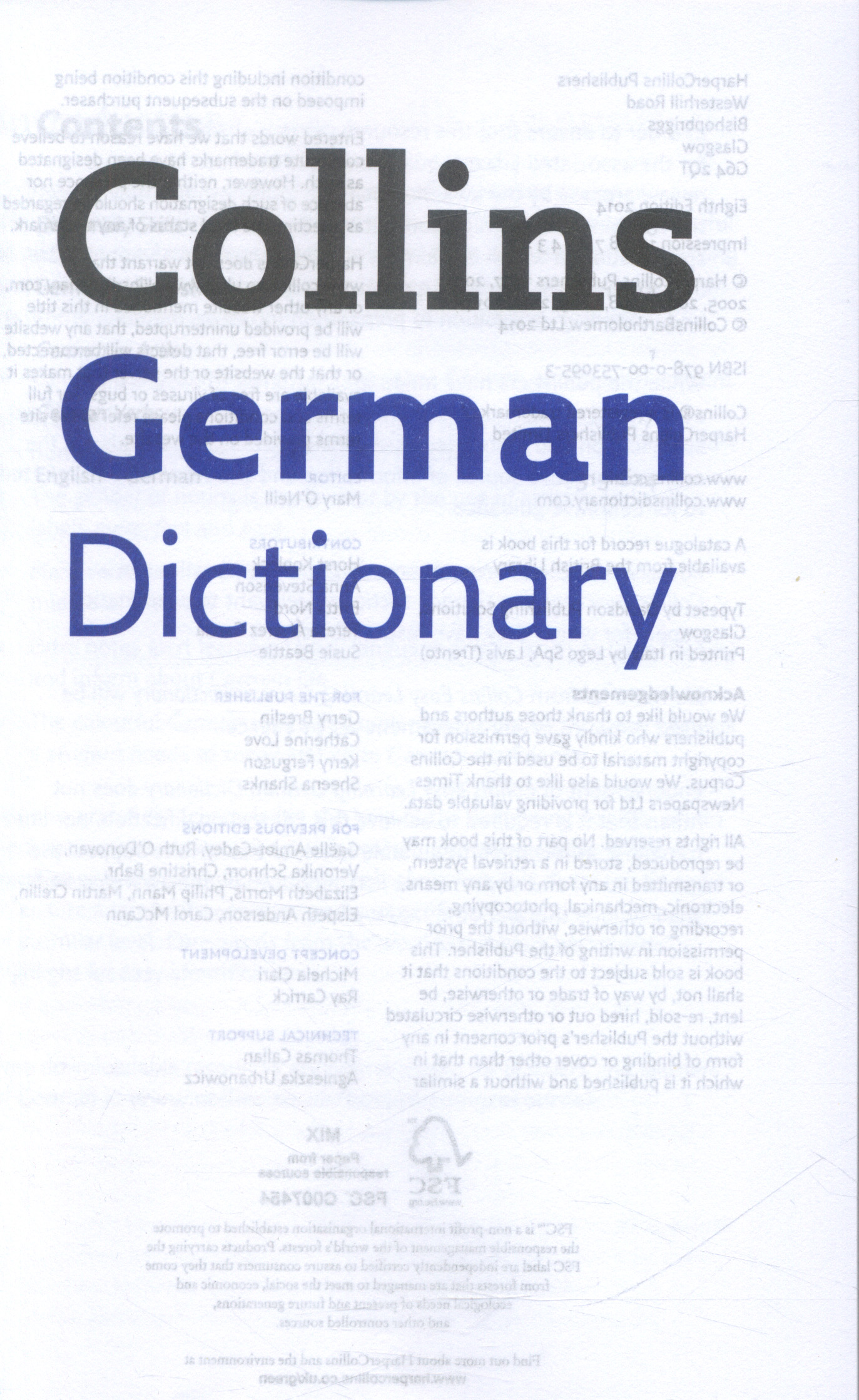 Collins German dictionary by Collins Dictionaries (9780007530953
