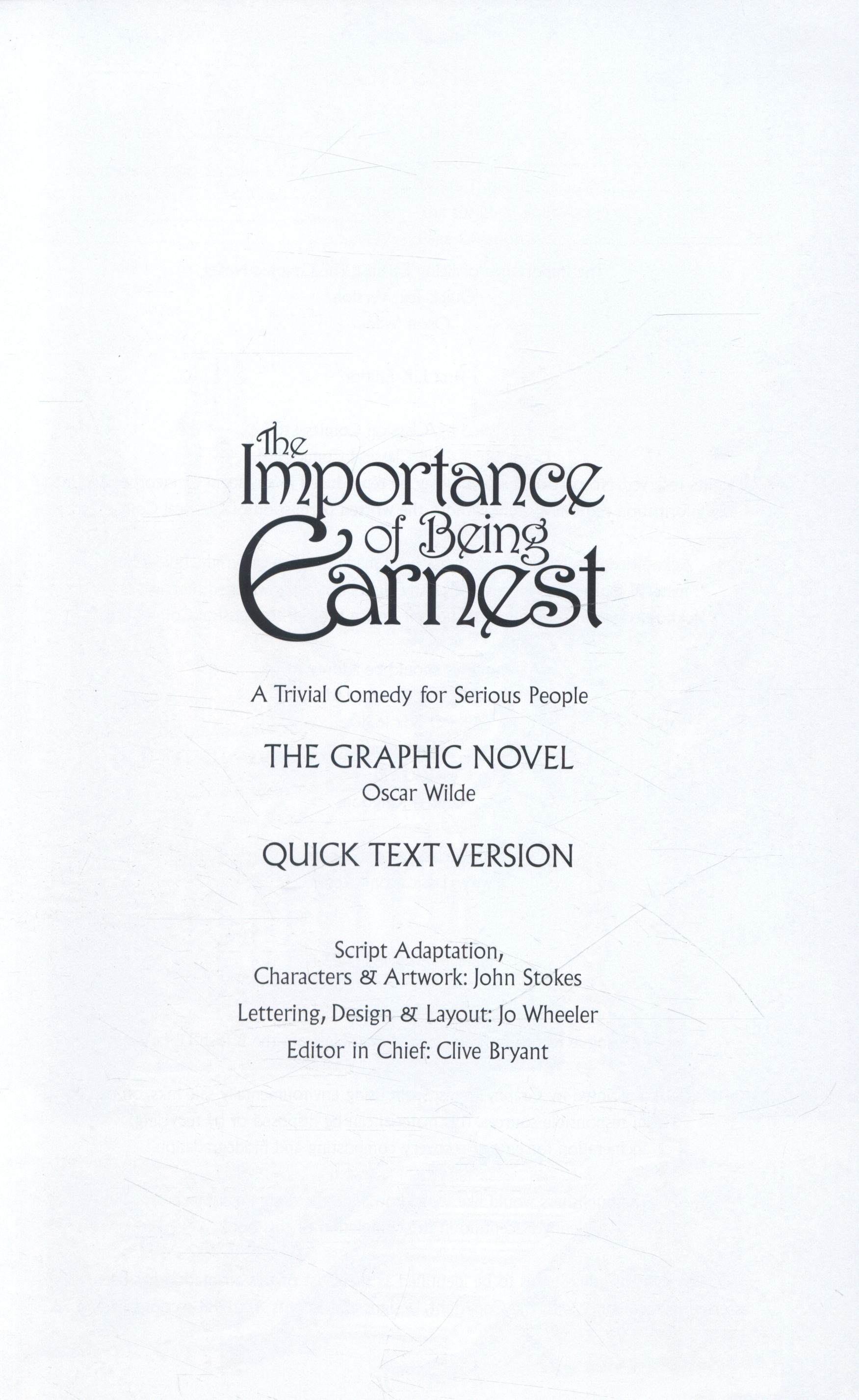 The Importance Of Being Earnest A Trivial Comedy For - 