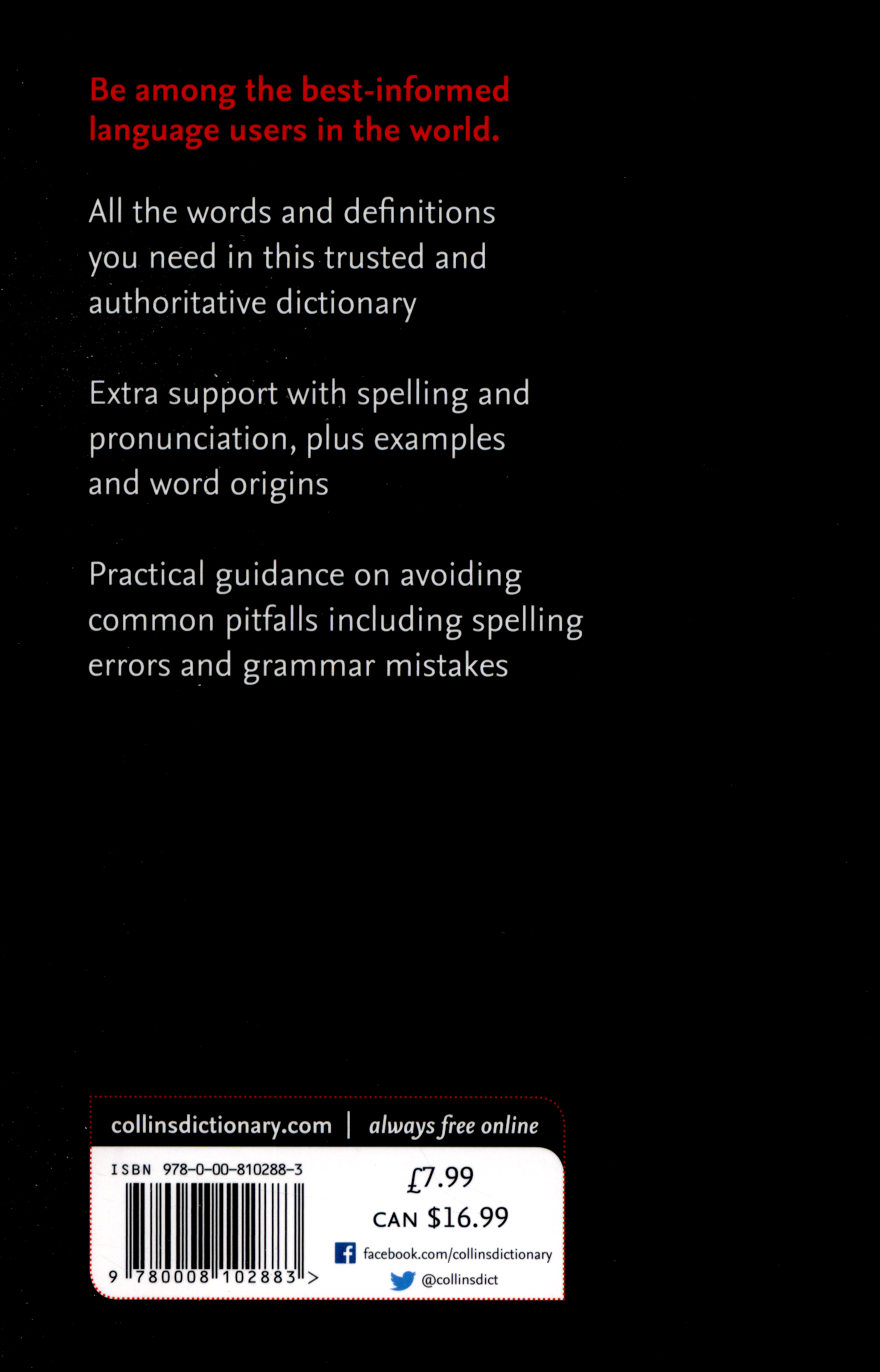 Collins English dictionary by Collins Dictionaries (9780008102883