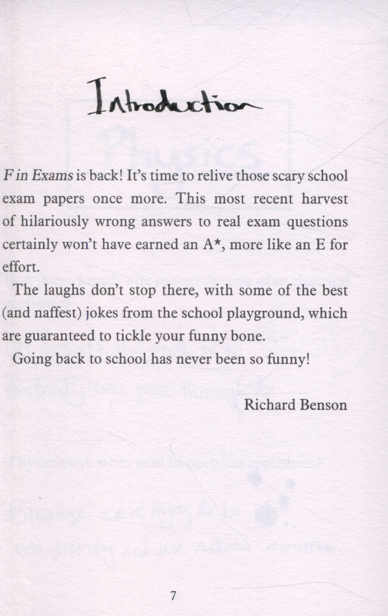 F In Exams Joke Book The Best And Worst Jokes And Test Paper Blunders By Benson Richard Brownsbfs