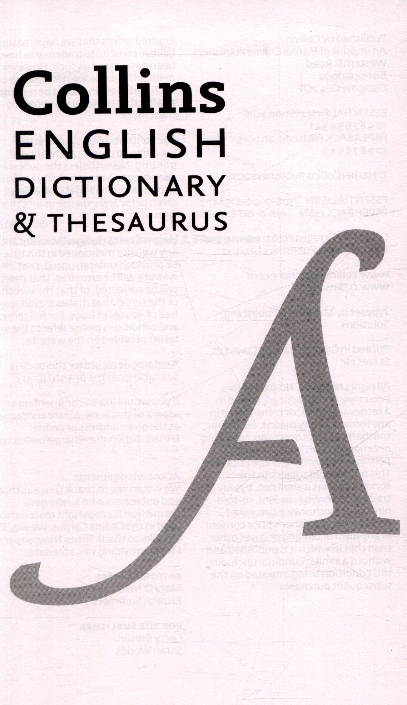 Collins English dictionary & thesaurus by Collins Dictionaries