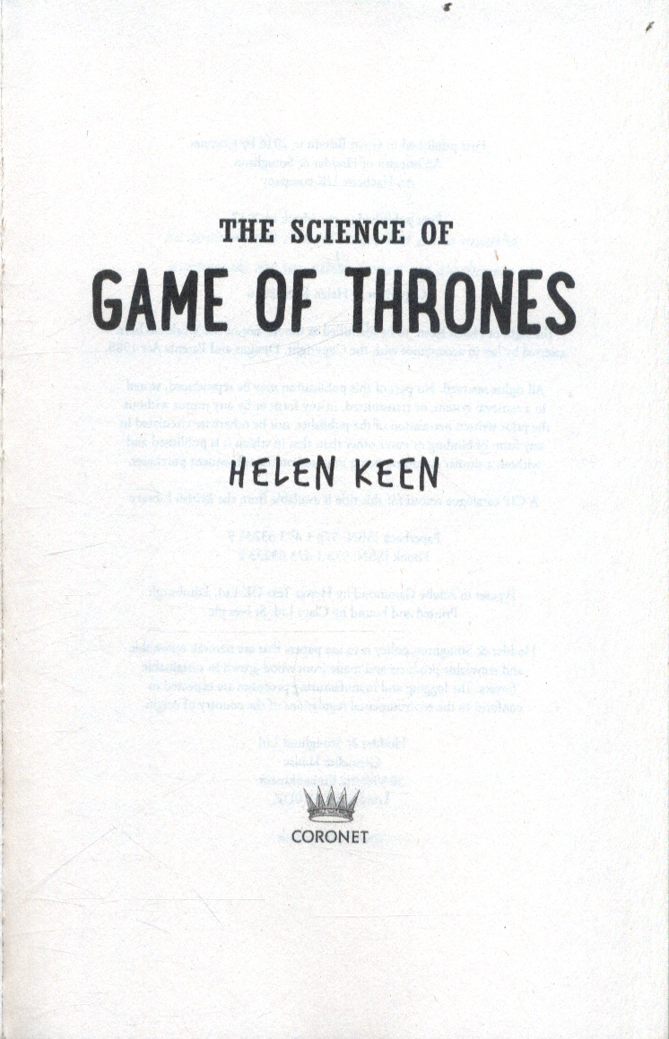 The Science of Game of Thrones by Keen, Helen (9781473632349) | Browns ...