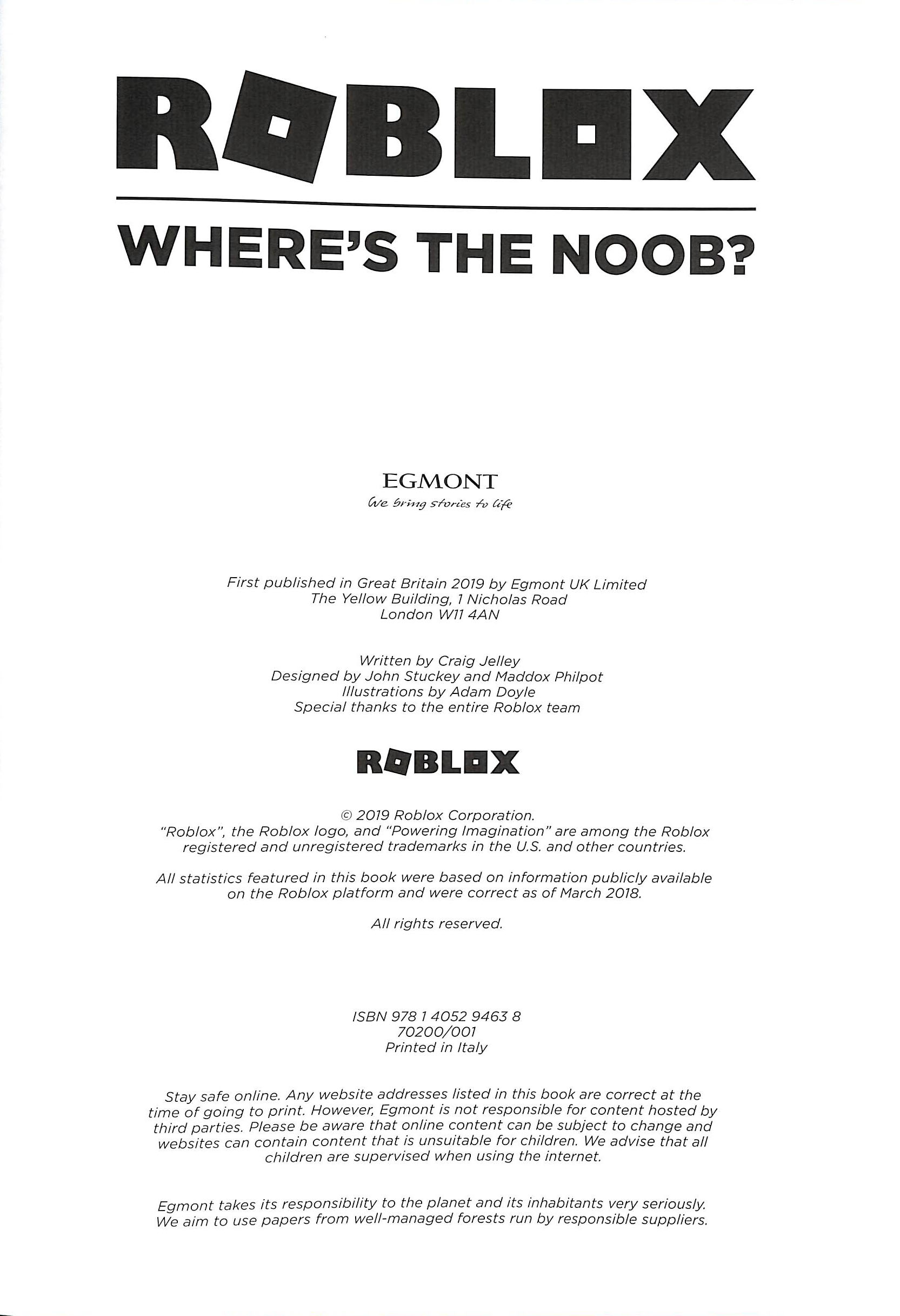 Roblox Where S The Noob By Egmont Publishing Uk 9781405294638 Brownsbfs - roblox egmont
