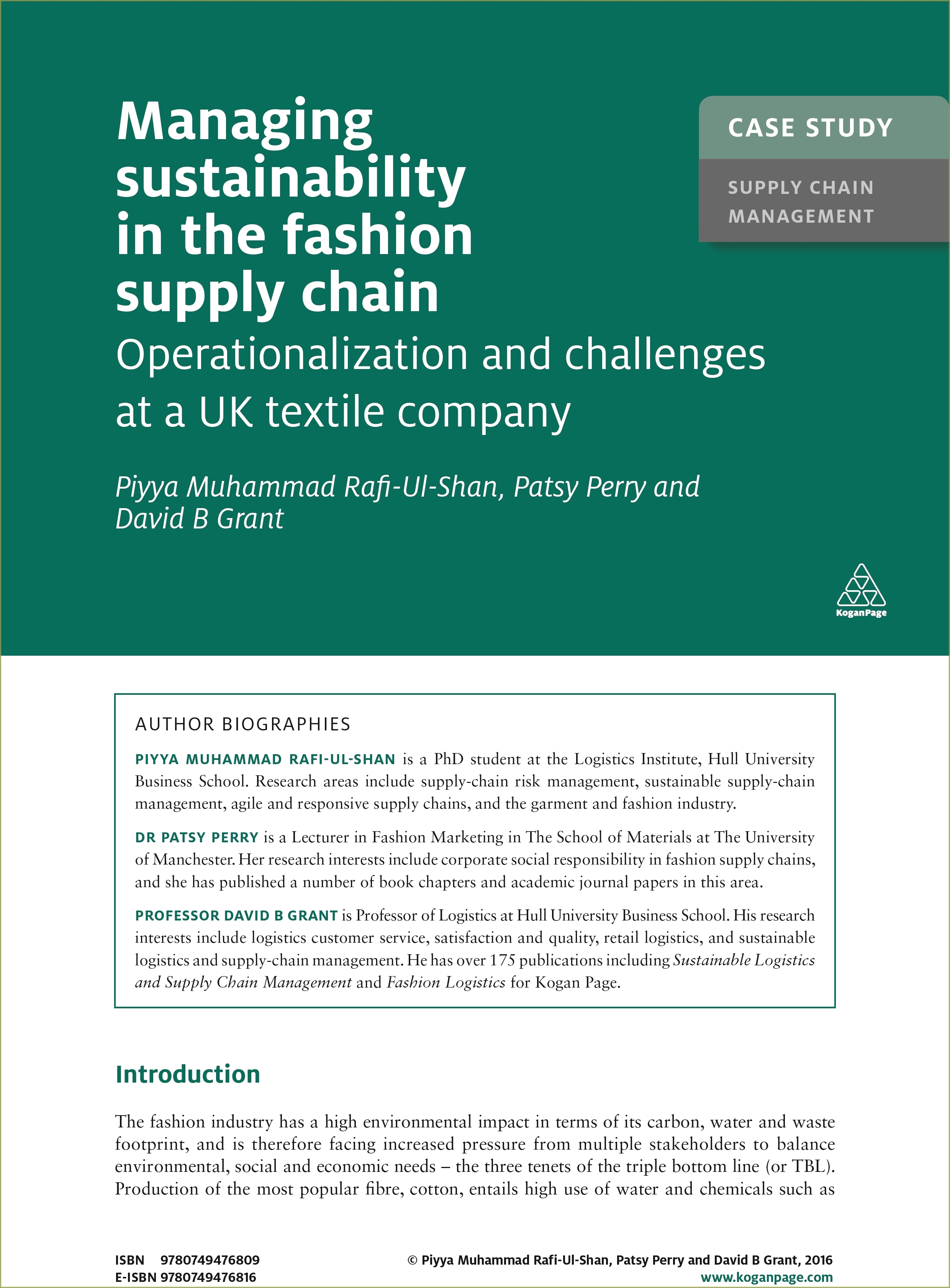 Managing sustainability in the fashion supply chain: operationalization ...
